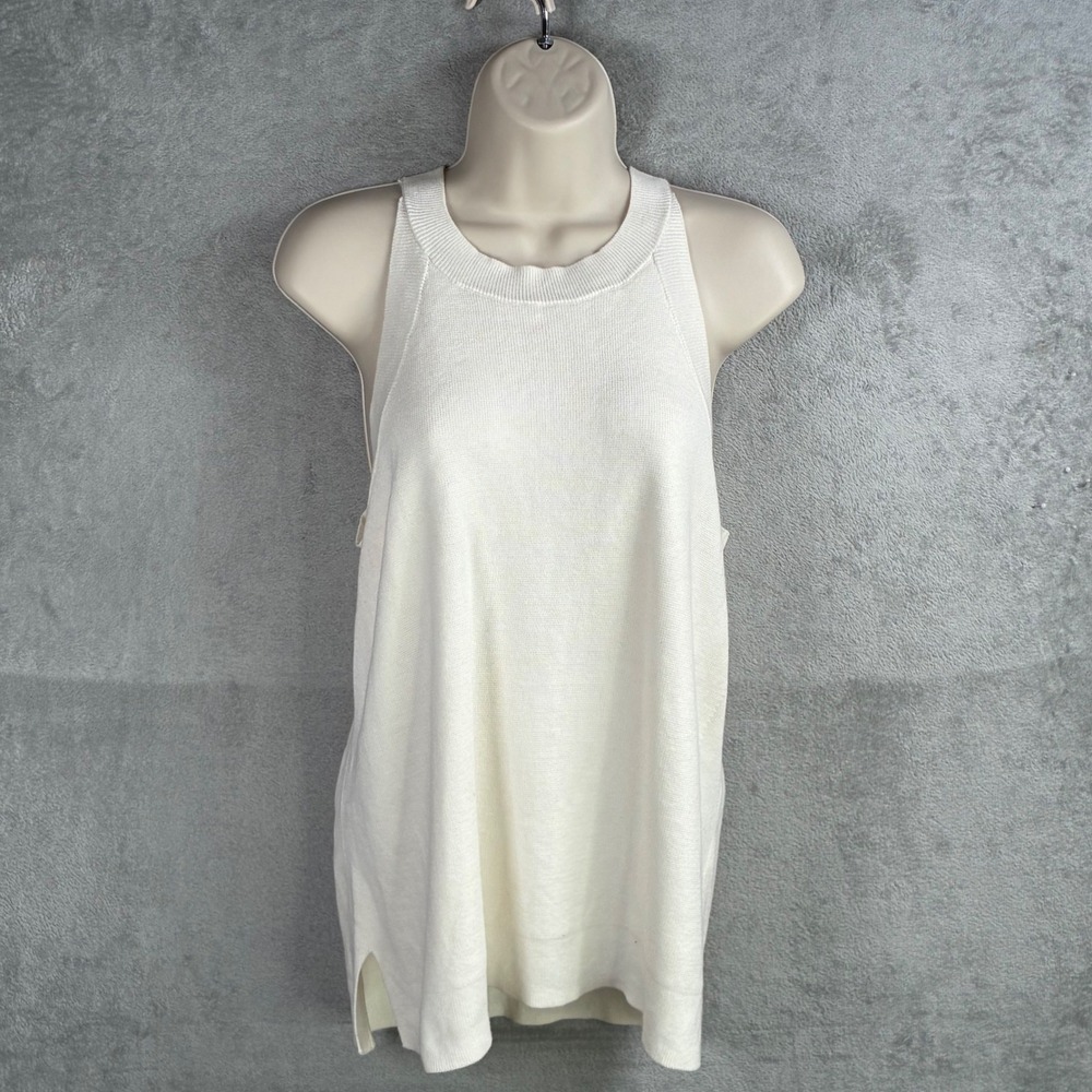 Banana Republic Ivory Ribbed Neck Tank Top